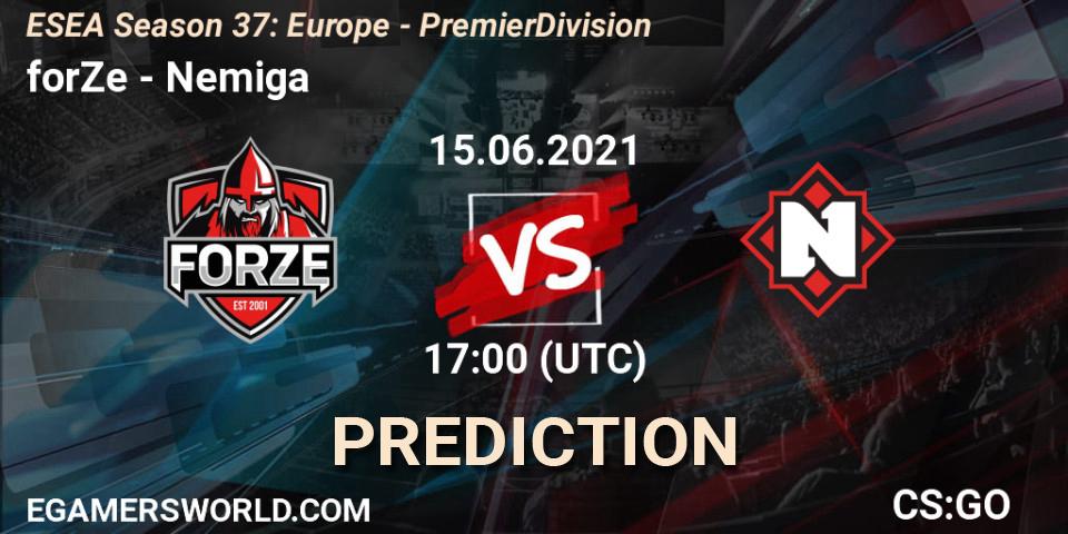 Prognoza forZe - Nemiga. 15.06.2021 at 17:00, Counter-Strike (CS2), ESEA Season 37: Europe - Premier Division