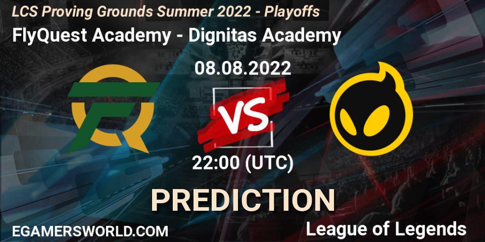 Prognoza FlyQuest Academy - Dignitas Academy. 08.08.2022 at 22:00, LoL, LCS Proving Grounds Summer 2022 - Playoffs