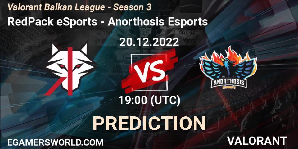 Prognoza RedPack eSports - Anorthosis Esports. 20.12.2022 at 19:00, VALORANT, Valorant Balkan League - Season 3