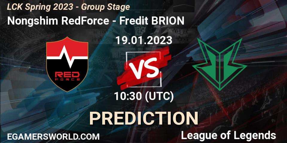 Prognoza Nongshim RedForce - Fredit BRION. 19.01.2023 at 11:10, LoL, LCK Spring 2023 - Group Stage