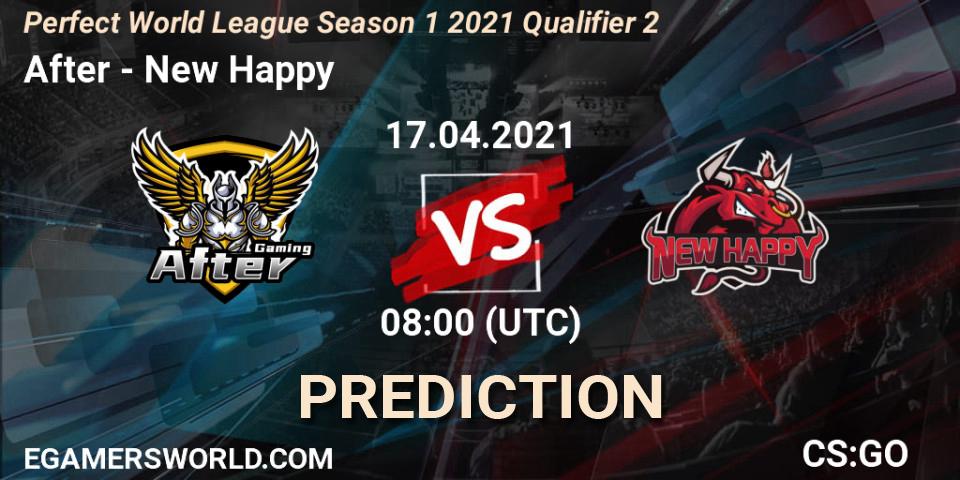 Prognoza After - New Happy. 17.04.2021 at 08:00, Counter-Strike (CS2), Perfect World League Season 1 2021 Qualifier 2