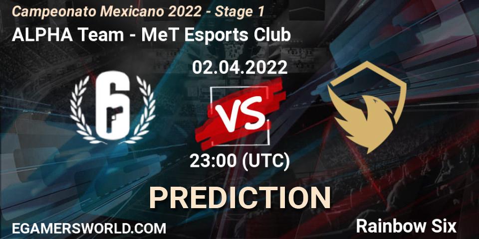 Prognoza ALPHA Team - MeT Esports Club. 02.04.2022 at 23:00, Rainbow Six, Campeonato Mexicano 2022 - Stage 1