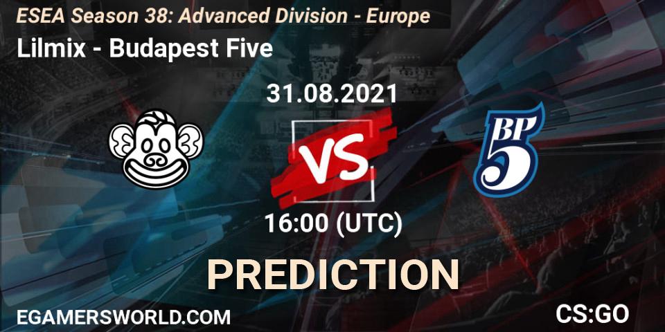 Prognoza Lilmix - Budapest Five. 31.08.2021 at 16:00, Counter-Strike (CS2), ESEA Season 38: Advanced Division - Europe