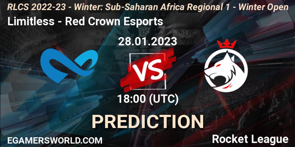 Prognoza Limitless - Red Crown Esports. 28.01.23, Rocket League, RLCS 2022-23 - Winter: Sub-Saharan Africa Regional 1 - Winter Open