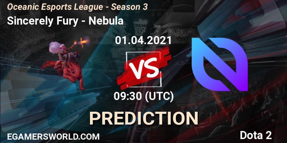 Prognoza Sincerely Fury - Nebula. 01.04.2021 at 09:48, Dota 2, Oceanic Esports League - Season 3
