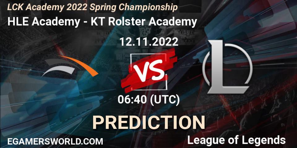 Prognoza HLE Academy - KT Rolster Academy. 12.11.2022 at 06:40, LoL, LCK Academy 2022 Spring Championship