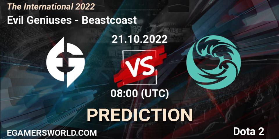Prognoza Evil Geniuses - Beastcoast. 21.10.2022 at 06:45, Dota 2, The International 2022