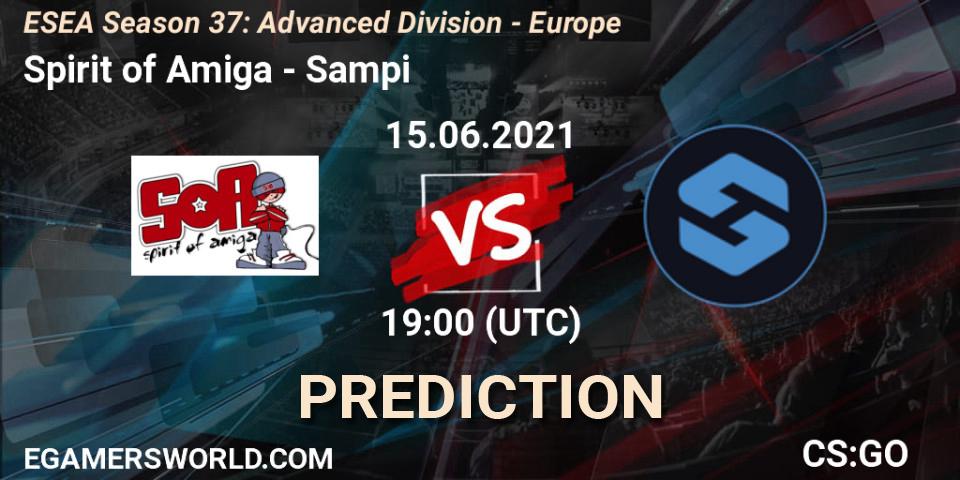 Prognoza Spirit of Amiga - Sampi. 15.06.2021 at 19:00, Counter-Strike (CS2), ESEA Season 37: Advanced Division - Europe