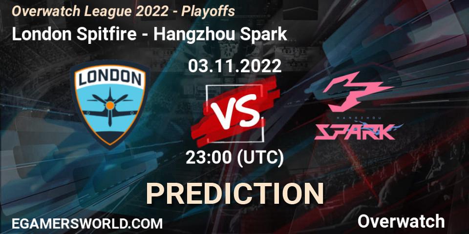 Prognoza London Spitfire - Hangzhou Spark. 03.11.2022 at 23:00, Overwatch, Overwatch League 2022 - Playoffs