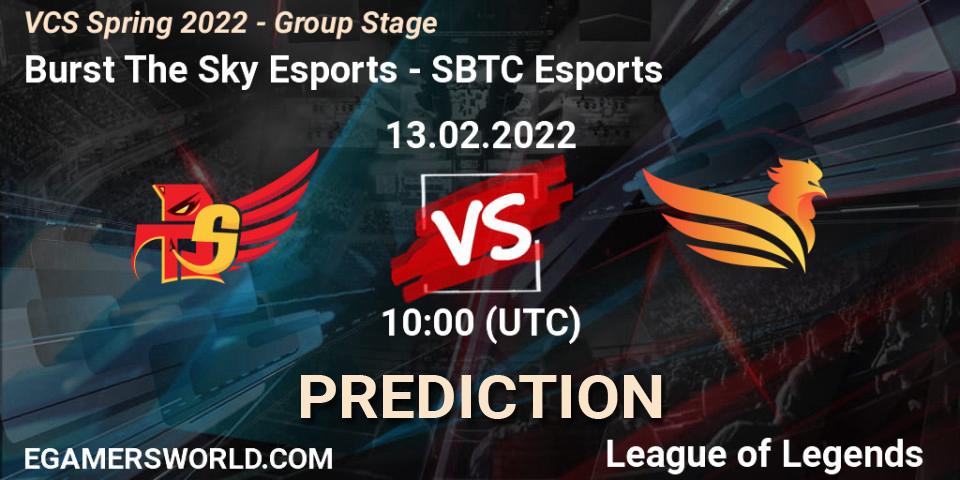 Prognoza Burst The Sky Esports - SBTC Esports. 13.02.2022 at 10:00, LoL, VCS Spring 2022 - Group Stage 