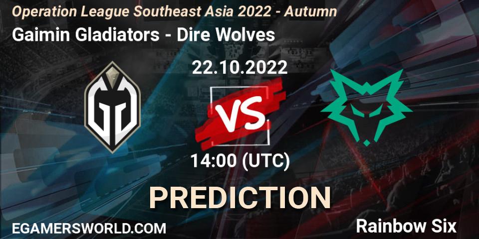Prognoza Gaimin Gladiators - Dire Wolves. 23.10.2022 at 14:00, Rainbow Six, Operation League Southeast Asia 2022 - Autumn