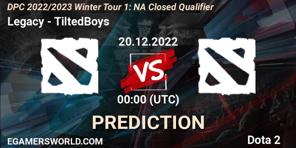 Prognoza Legacy遗 - TiltedBoys. 19.12.2022 at 23:23, Dota 2, DPC 2022/2023 Winter Tour 1: NA Closed Qualifier