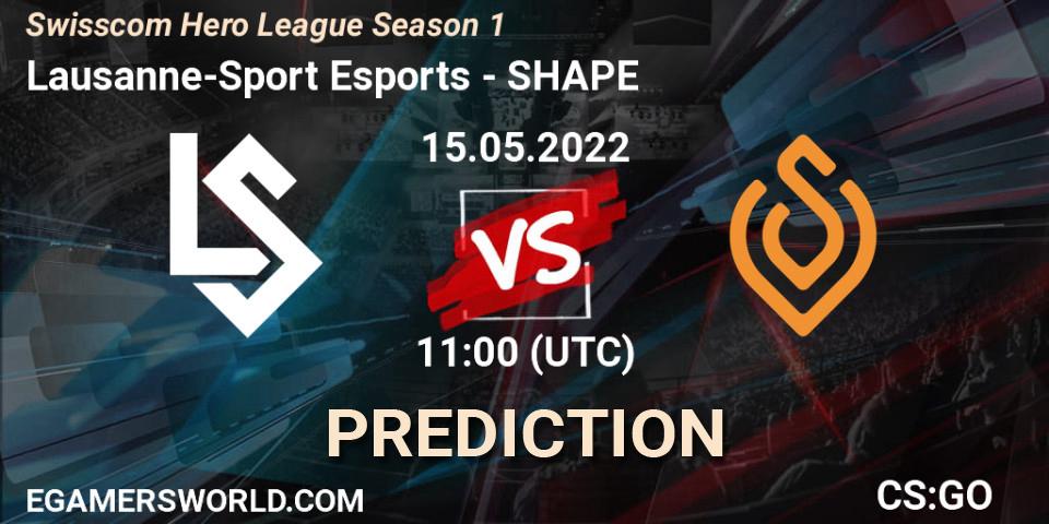 Prognoza Lausanne-Sport Esports - SHAPE. 15.05.2022 at 11:00, Counter-Strike (CS2), Swisscom Hero League Season 1