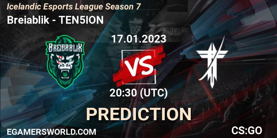 Prognoza Breiðablik - TEN5ION. 17.01.2023 at 20:30, Counter-Strike (CS2), Icelandic Esports League Season 7