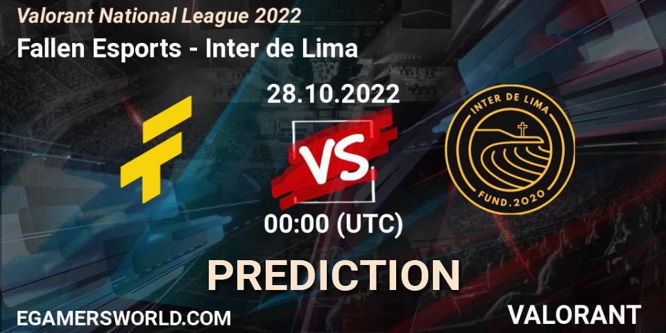Prognoza Fallen Esports - Inter de Lima. 28.10.2022 at 00:00, VALORANT, Valorant National League 2022