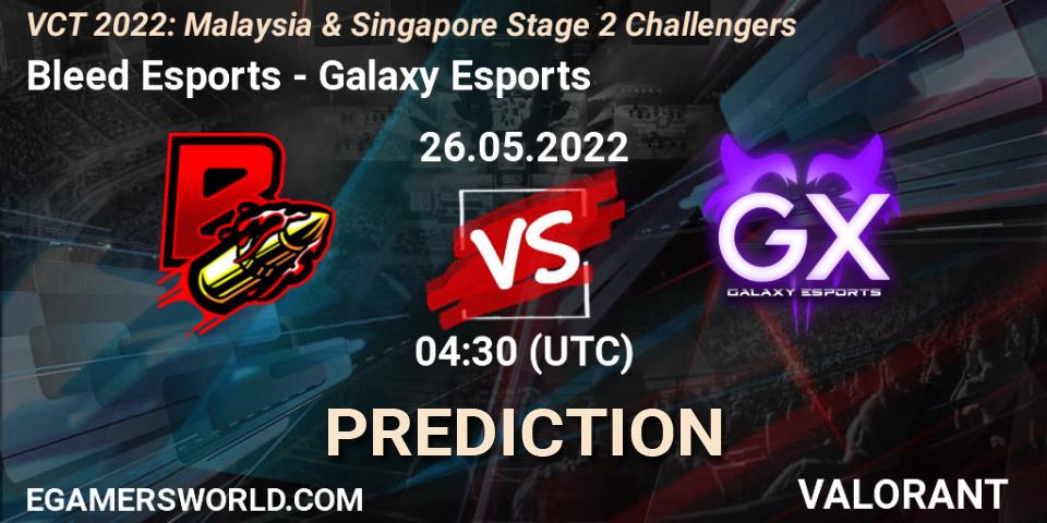 Prognoza Bleed Esports - Galaxy Esports. 26.05.2022 at 04:30, VALORANT, VCT 2022: Malaysia & Singapore Stage 2 Challengers