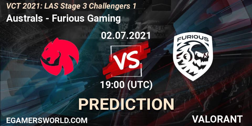 Prognoza Australs - Furious Gaming. 02.07.2021 at 19:00, VALORANT, VCT 2021: LAS Stage 3 Challengers 1