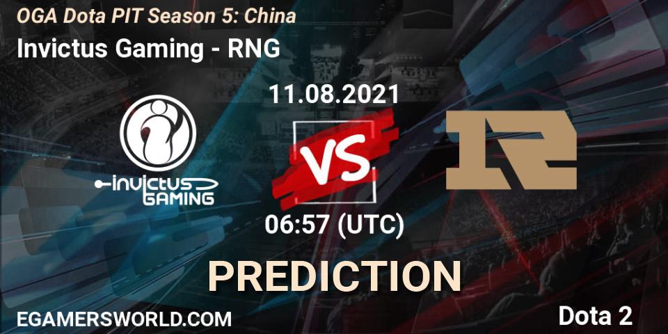 Prognoza Invictus Gaming - RNG. 11.08.21, Dota 2, OGA Dota PIT Season 5: China