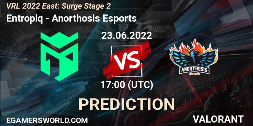 Prognoza Entropiq - Anorthosis Esports. 23.06.2022 at 17:30, VALORANT, VRL 2022 East: Surge Stage 2