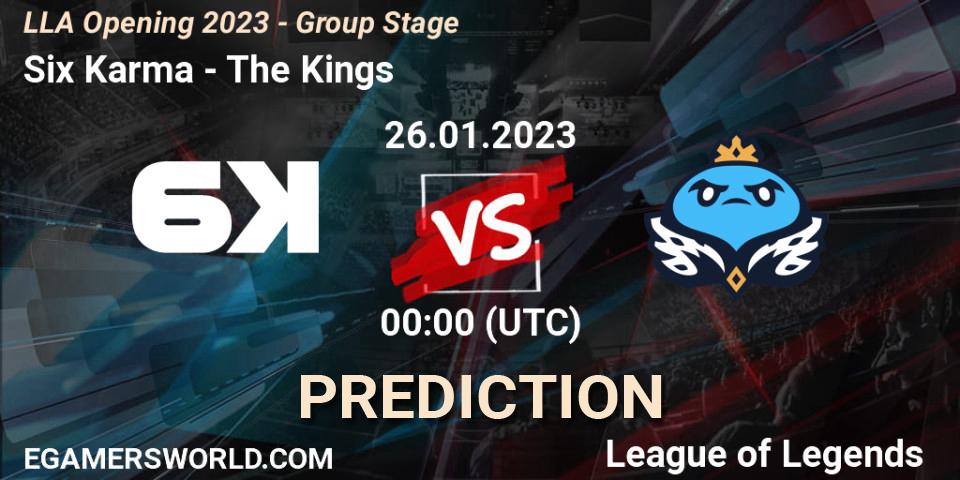 Prognoza Six Karma - The Kings. 26.01.2023 at 00:00, LoL, LLA Opening 2023 - Group Stage