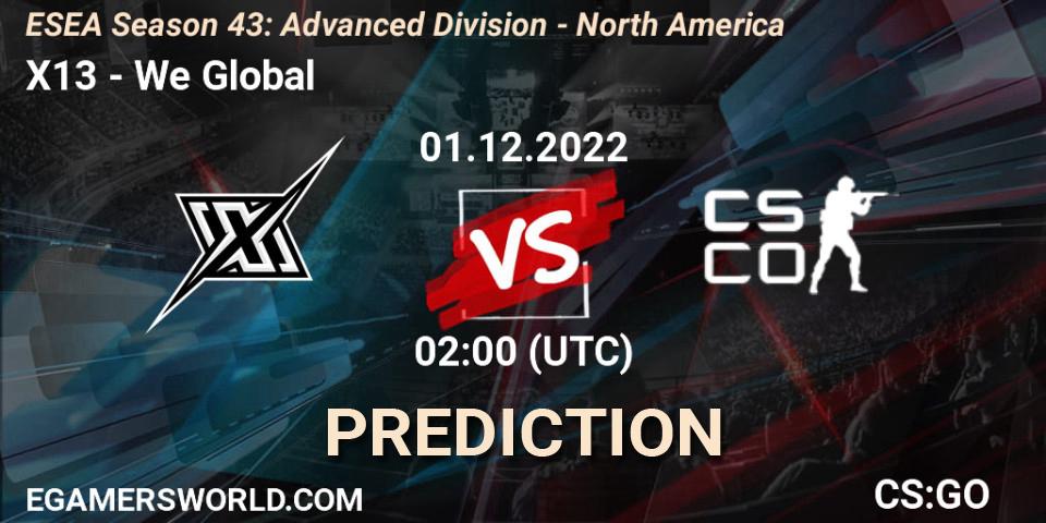 Prognoza X13 - We Global. 01.12.2022 at 02:00, Counter-Strike (CS2), ESEA Season 43: Advanced Division - North America