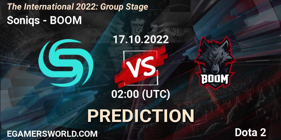 Prognoza Soniqs - BOOM. 17.10.2022 at 02:03, Dota 2, The International 2022: Group Stage
