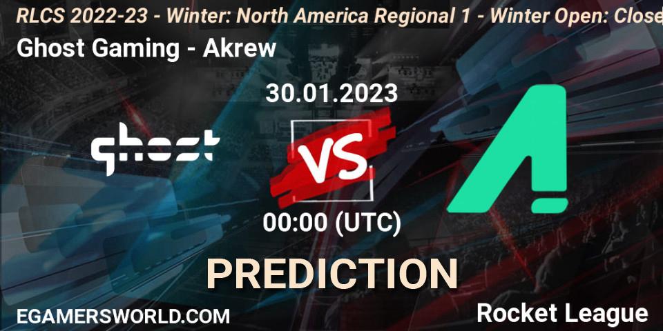 Prognoza Ghost Gaming - Akrew. 30.01.23, Rocket League, RLCS 2022-23 - Winter: North America Regional 1 - Winter Open: Closed Qualifier