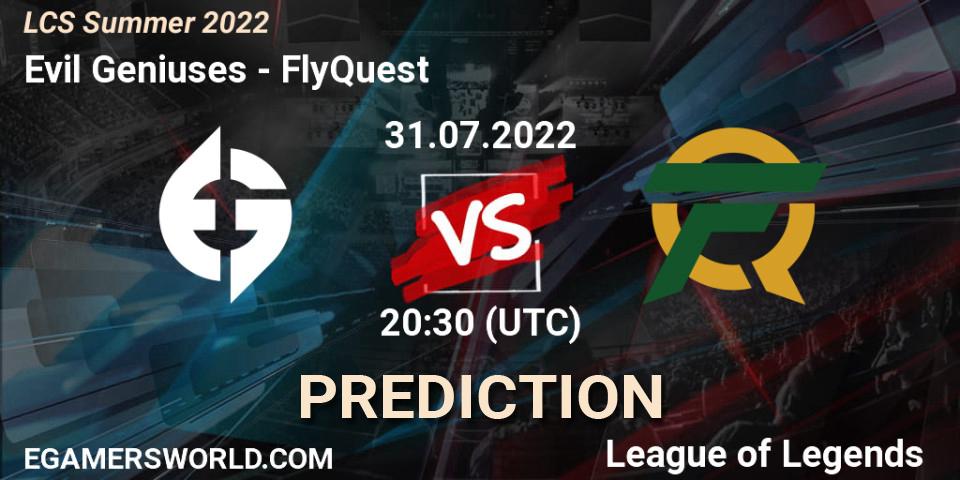 Prognoza Evil Geniuses - FlyQuest. 31.07.2022 at 20:30, LoL, LCS Summer 2022