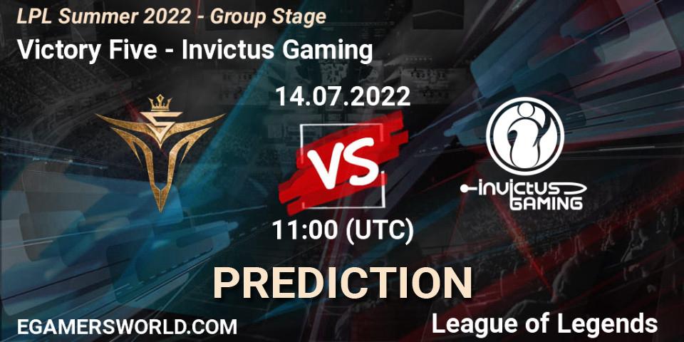 Prognoza Victory Five - Invictus Gaming. 14.07.2022 at 12:00, LoL, LPL Summer 2022 - Group Stage