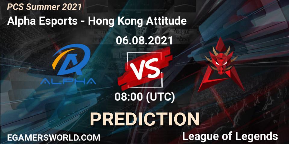 Prognoza Alpha Esports - Hong Kong Attitude. 06.08.21, LoL, PCS Summer 2021