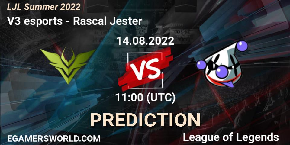 Prognoza V3 esports - Rascal Jester. 14.08.22, LoL, LJL Summer 2022