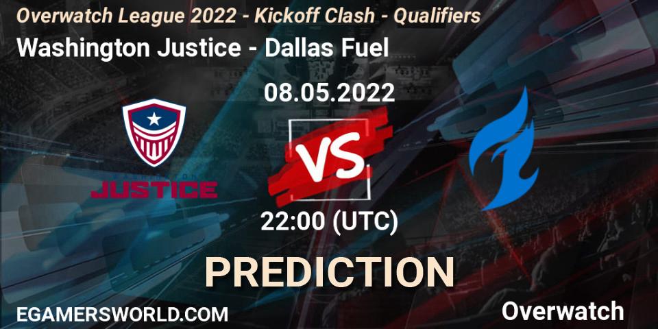Prognoza Washington Justice - Dallas Fuel. 08.05.2022 at 22:00, Overwatch, Overwatch League 2022 - Kickoff Clash - Qualifiers