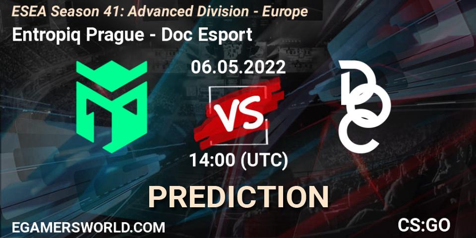 Prognoza Entropiq Prague - Doc Esport. 06.05.2022 at 14:00, Counter-Strike (CS2), ESEA Season 41: Advanced Division - Europe