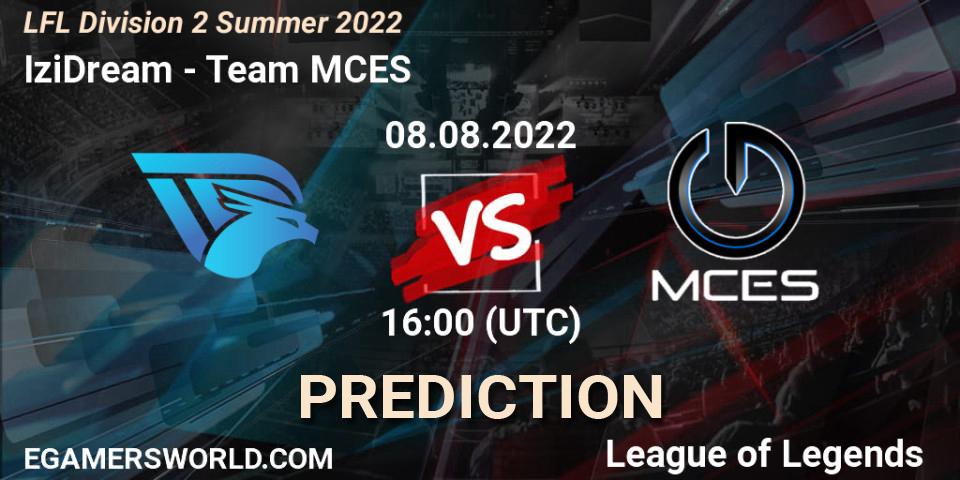 Prognoza IziDream - Team MCES. 08.08.2022 at 16:00, LoL, LFL Division 2 Summer 2022