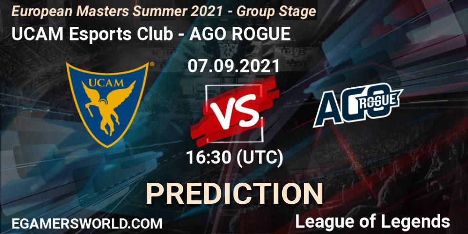 Prognoza UCAM Esports Club - AGO ROGUE. 07.09.2021 at 16:30, LoL, European Masters Summer 2021 - Group Stage