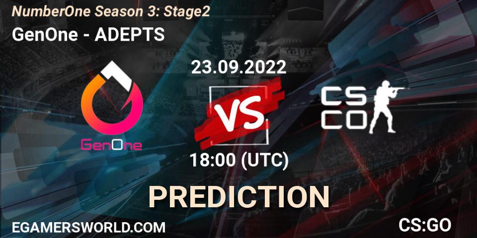 Prognoza GenOne - ADEPTS. 23.09.2022 at 18:00, Counter-Strike (CS2), NumberOne Season 3: Stage 2