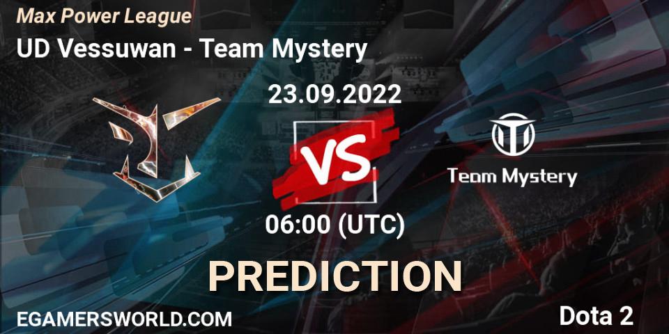 Prognoza UD Vessuwan - Team Mystery. 23.09.2022 at 06:07, Dota 2, Max Power League