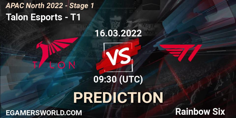 Prognoza Talon Esports - T1. 16.03.2022 at 09:30, Rainbow Six, APAC North 2022 - Stage 1