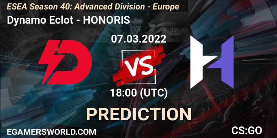 Prognoza Dynamo Eclot - HONORIS. 07.03.22, CS2 (CS:GO), ESEA Season 40: Advanced Division - Europe