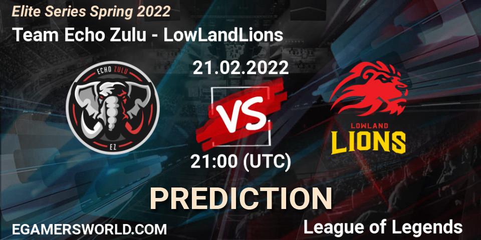 Prognoza Team Echo Zulu - LowLandLions. 21.02.2022 at 21:00, LoL, Elite Series Spring 2022