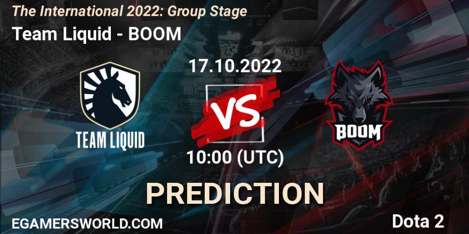 Prognoza Team Liquid - BOOM. 17.10.2022 at 13:35, Dota 2, The International 2022: Group Stage