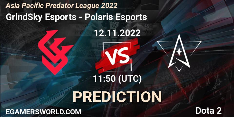 Prognoza GrindSky Esports - Polaris Esports. 12.11.2022 at 12:08, Dota 2, Asia Pacific Predator League 2022