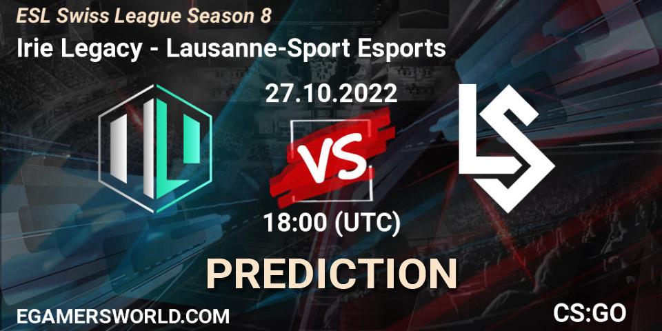 Prognoza Irie Legacy - Lausanne-Sport Esports. 27.10.2022 at 18:00, Counter-Strike (CS2), ESL Swiss League Season 8