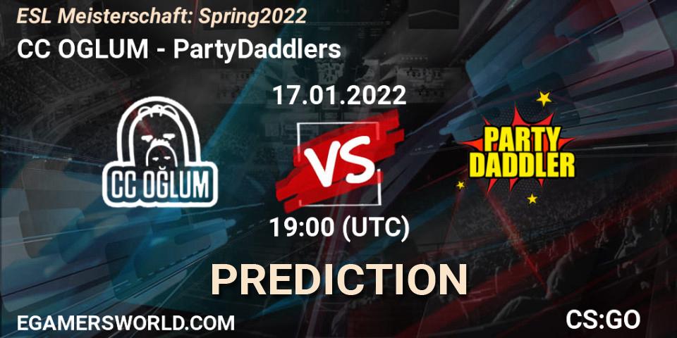 Prognoza CC OGLUM - PartyDaddlers. 17.01.2022 at 19:00, Counter-Strike (CS2), ESL Meisterschaft: Spring 2022