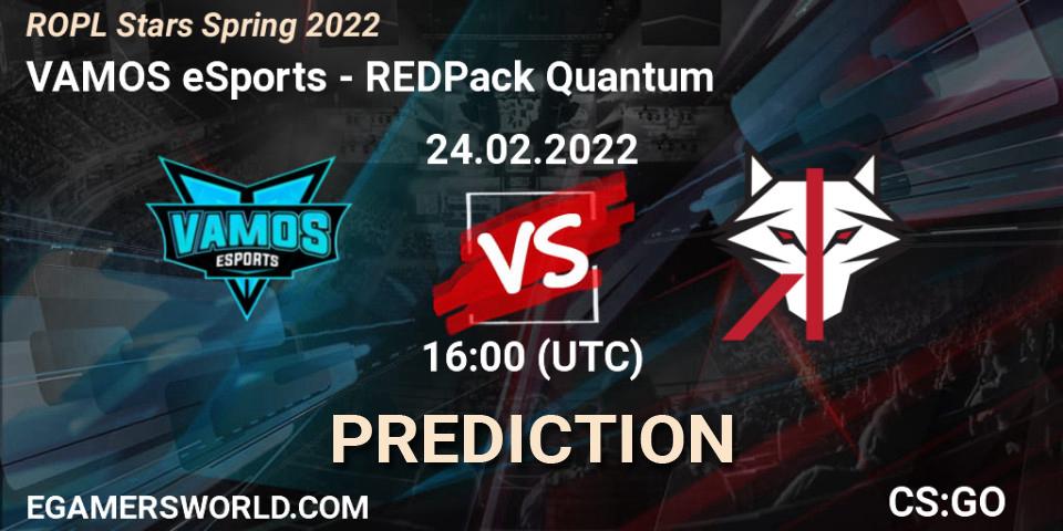 Prognoza VAMOS eSports - REDPack Quantum. 24.02.2022 at 19:00, Counter-Strike (CS2), ROPL Stars Spring 2022