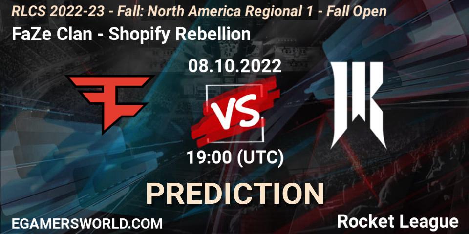 Prognoza FaZe Clan - Shopify Rebellion. 08.10.2022 at 18:50, Rocket League, RLCS 2022-23 - Fall: North America Regional 1 - Fall Open