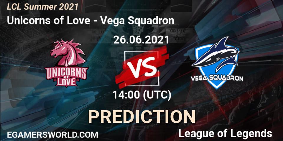 Prognoza Unicorns of Love - Vega Squadron. 27.06.2021 at 14:00, LoL, LCL Summer 2021