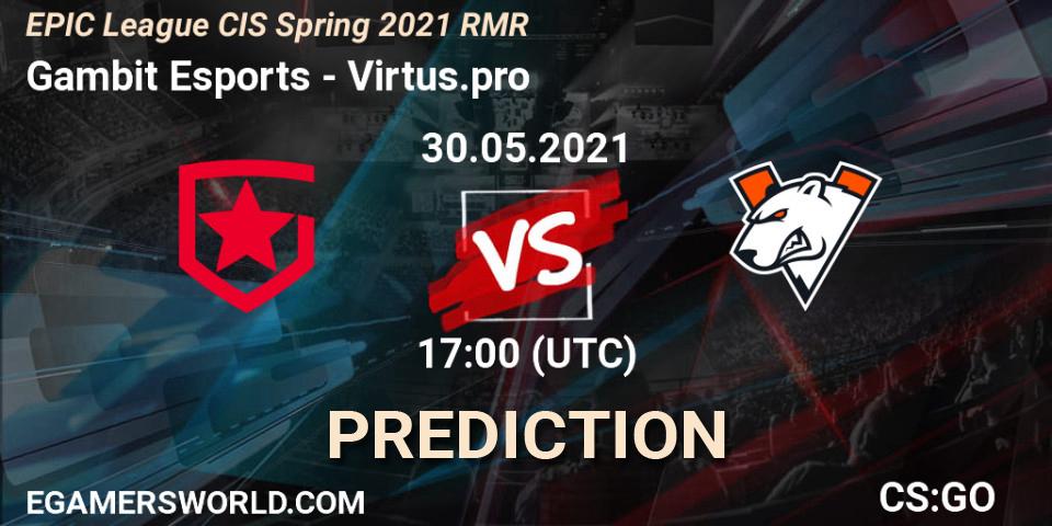 Prognoza Gambit Esports - Virtus.pro. 30.05.2021 at 17:00, Counter-Strike (CS2), EPIC League CIS Spring 2021 RMR