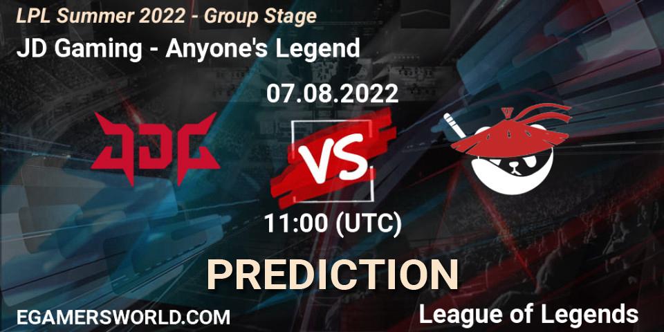 Prognoza JD Gaming - Anyone's Legend. 07.08.2022 at 12:00, LoL, LPL Summer 2022 - Group Stage