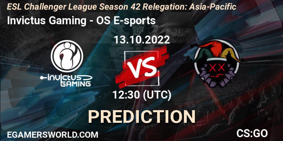 Prognoza Invictus Gaming - OS E-sports. 13.10.22, CS2 (CS:GO), ESL Challenger League Season 42 Relegation: Asia-Pacific